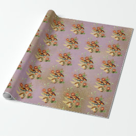 Pilze Brown Woodland Antikes Lila Gold Geschenkpapier