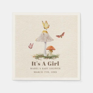 Pilze Butterfliegen Woodland Girl Babydusche Na Serviette