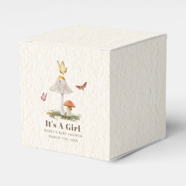 Pilze Butterflies Woodland Girl Babydusche Geschenkschachtel (Vorderseite)