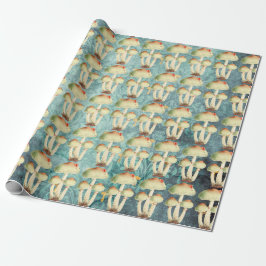 Pilze Gold Woodland Antikes Blau Aquamarin Geschenkpapier