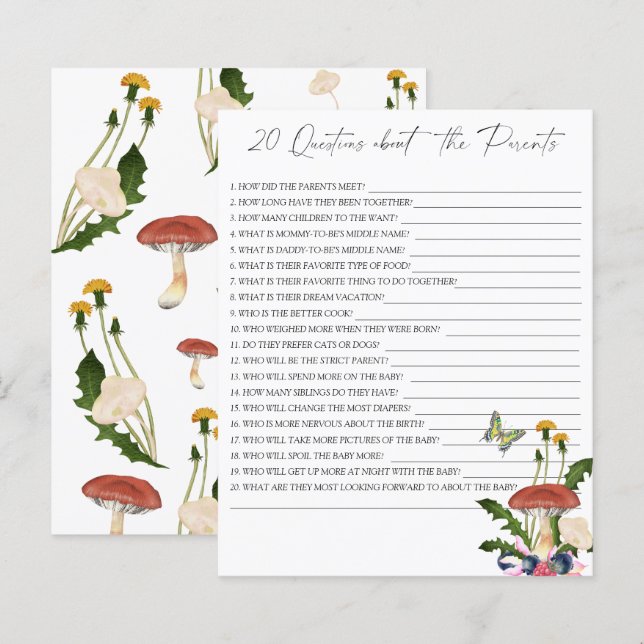 Pilze im Herbst - 20 Fragen zu den Eltern (Vorne/Hinten)