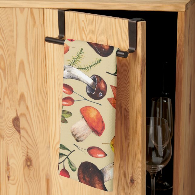 Pilze im Herbst Geschirrtuch (Drittel gefaltet)