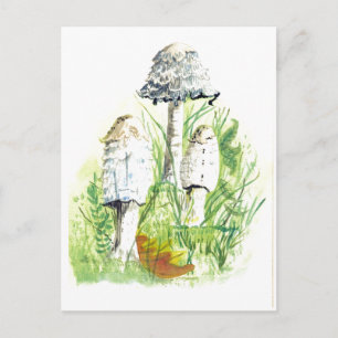 Pilze in der Natur - Aquarellkunst Postkarte