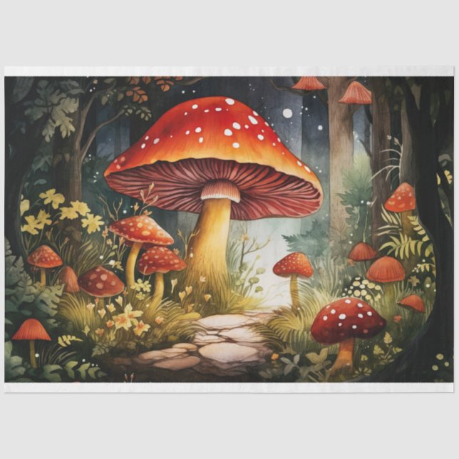 Pilze in Wäldern 6 Dekopapier Seidenpapier (Vorderseite)