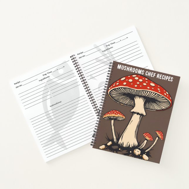 Pilze Koch Fly Agarious Blütenrot und Weiß Notizbuch (Innenseite)