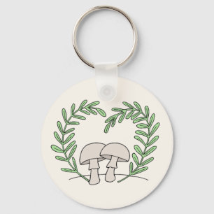 Pilze mit Herz-Fern-Blätter Schlüsselanhänger