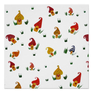 Pilze mit Herz-Poster-Papier (Semi-Glanz) Poster