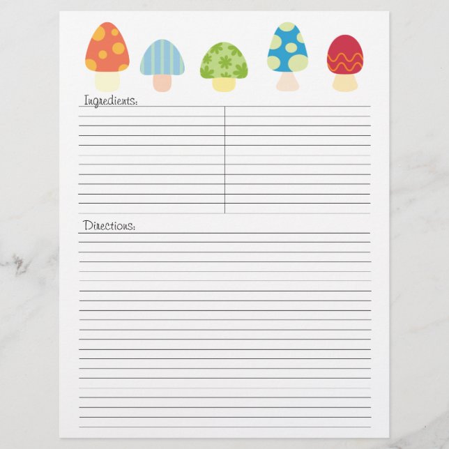 Pilze Rezept Letterhead (Vorderseite)