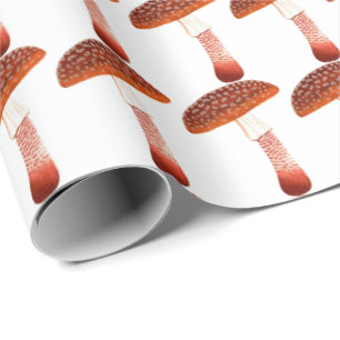Pilze Rose Woodland Weißes Delikat Geschenkpapier