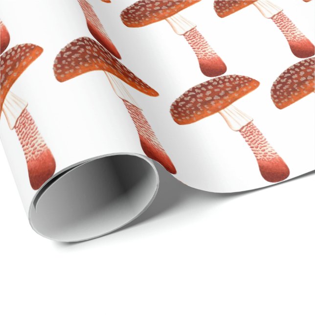 Pilze Rose Woodland Weißes Delikat Geschenkpapier (Rolleneckpunkt)