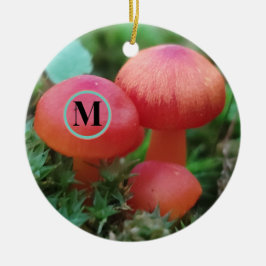 Pilze rot mit Monogramm Keramik Ornament