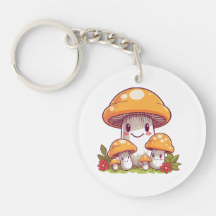 Pilze sammeln, glücklicher Kawaii-Stil Schlüsselanhänger
