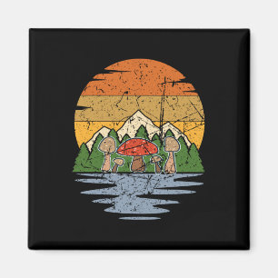 Pilze Sammeln Retro Magnet