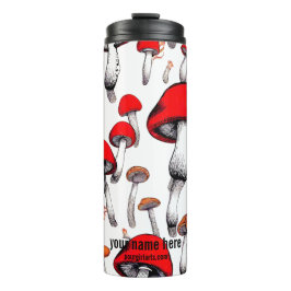 Pilze schwimmen skurril, weiß, rot thermosbecher