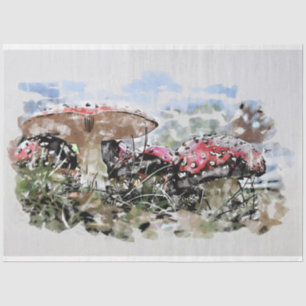 Pilze Toadstool Wasserfarben-Dekoupage  Seidenpapier