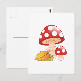 Pilze und Blätter aus Rotkehlchen Postkarte