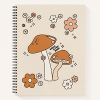 Pilze und Blume Erdtöne Beige Retro 70er