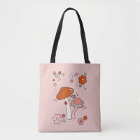 Pilze und Blume Peach Art Retro 70er