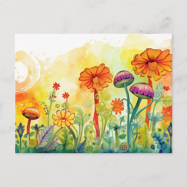 Pilze und Blumen Postkarte (Vorderseite)