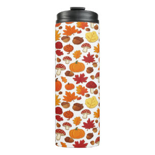 Pilze und fallende Blätter - Verzauberter Herbst Thermosbecher