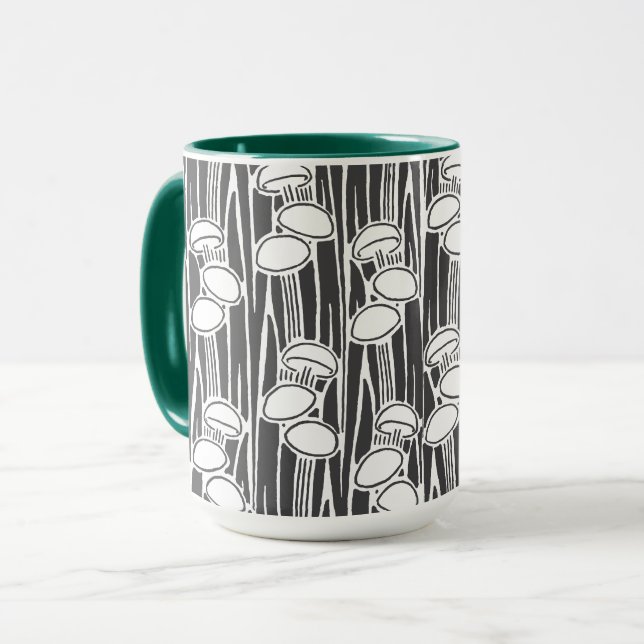 Pilze und Gras Muster Tasse (Vorderseite Links)
