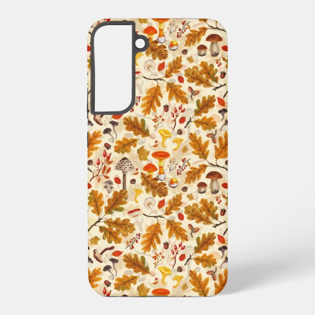 Pilze und Herbstflora auf Sahne Samsung Galaxy Hülle (Rückseite)
