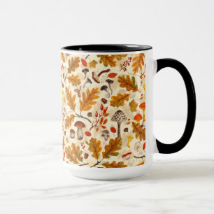 Pilze und Herbstflora auf Sahne Tasse