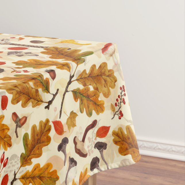 Pilze und Herbstflora auf Sahne Tischdecke (Beispiel)