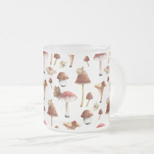 Pilze und Insekten Wald Glas Tasse