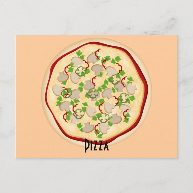 Pilze und Paprikaschoten Pizza Rezept Karte (Vorderseite)