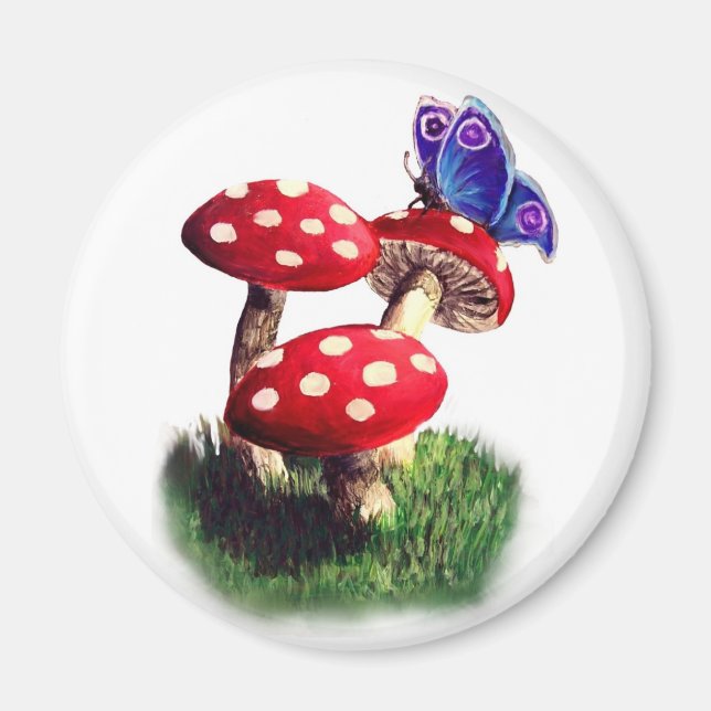 Pilze und Schmetterling Magnet (Vorne)