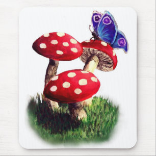 Pilze und Schmetterling Mousepad