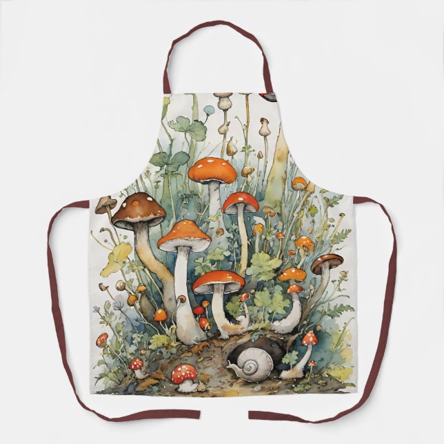 Pilze und Schnecken Naturliebhaber Pilzkunst Schürze (Vorderseite)