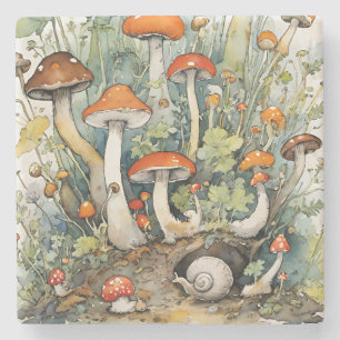 Pilze und Schnecken Naturliebhaber Pilzkunst Steinuntersetzer