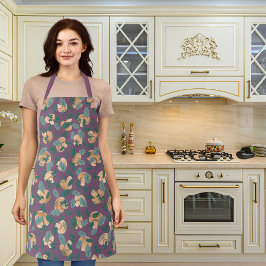 Pilze und weiche Grüntöne lila Schürze