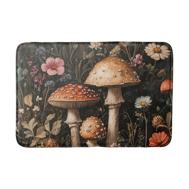 Pilze und Wildblumen, botanisch Badematte (Vorderseite)