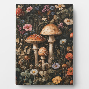 Pilze und Wildblumen, botanisch Fotoplatte