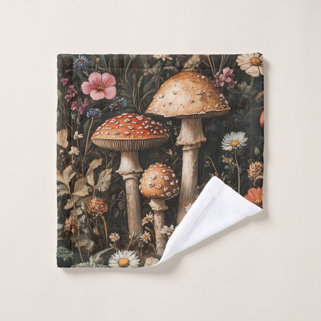Pilze und Wildblumen, botanisch Waschlappen (Waschlappen)