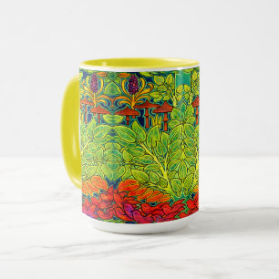Pilze Vogel Retro Art Nouveau Muster von Voysey Tasse
