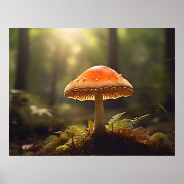Pilze wachsen im Wald Poster (Vorne)