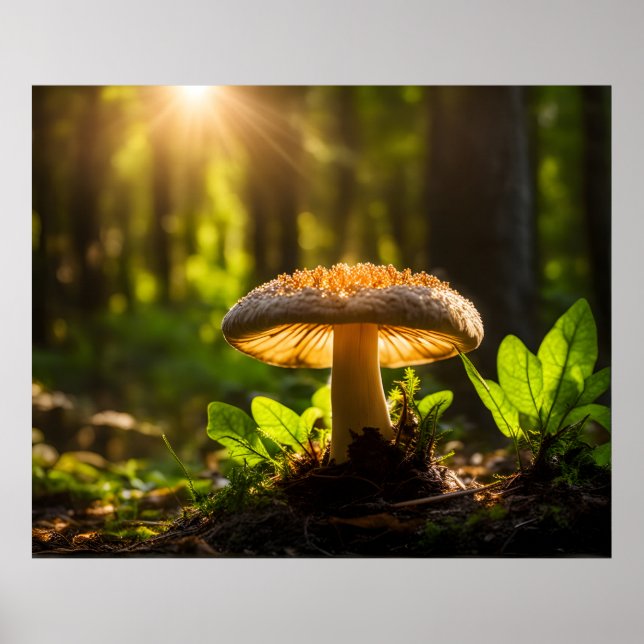 Pilze wachsen im Wald Poster (Vorne)