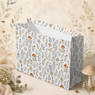 Pilze, Waldakzente, Floral, Whimsisch | Große Geschenktüte