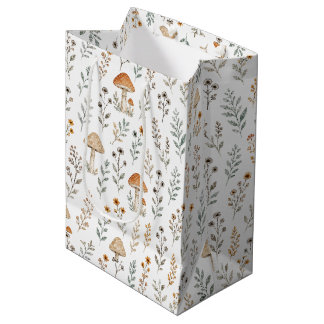 Pilze, Waldakzente, Floral, Whimsisch | Mittlere Geschenktüte