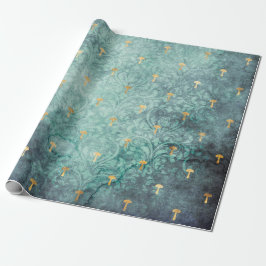 Pilze Woodland Antike Vintage Aquamarine Grunge Geschenkpapier