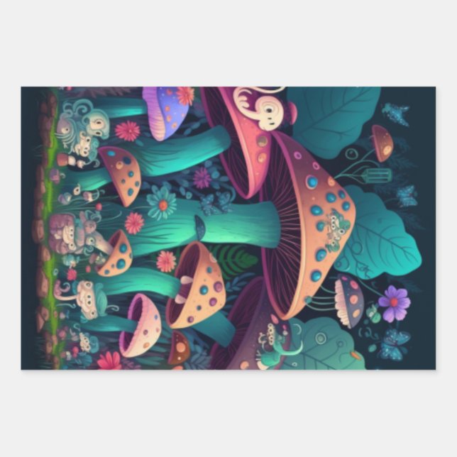 Pilzelfen im Feld Geschenkpapier Set (Vorderseite)