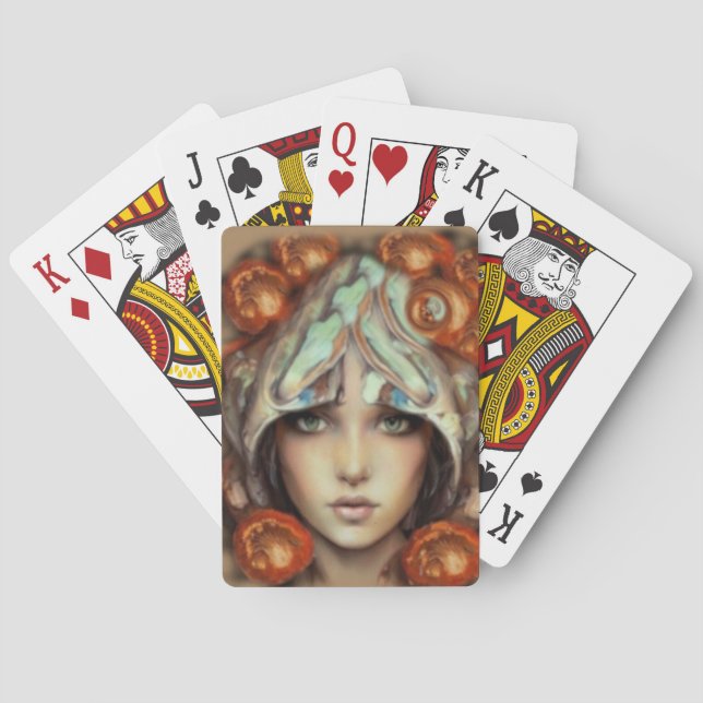 Pilzfantacy-Künstlerin spielt Karte Spielkarten (Rückseite)