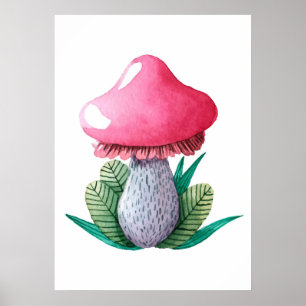 Pilzjäger-Pilz und Blätter Poster