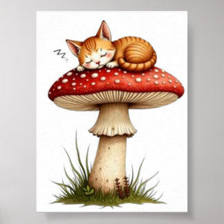 Pilzkatze hält ein Nickerchen Poster