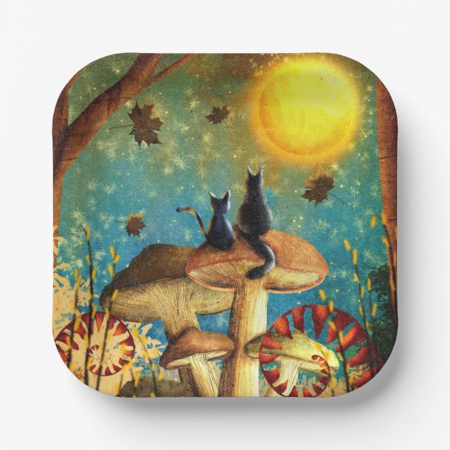 Pilzkatzen Pappteller (Vorderseite)