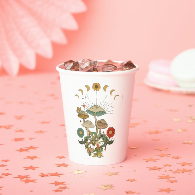 Pilzkern, Retro-Pilz, Pilz Vintag Pa Pappbecher (Insitu)